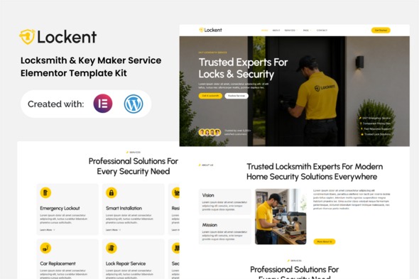 Lockent  – Locksmith & Key Maker Service Elementor Template Kit