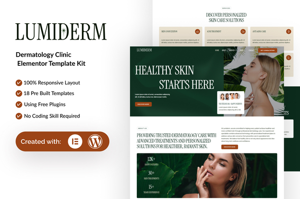 Lumiderm  – Dermatology Clinic Elementor Template Kit