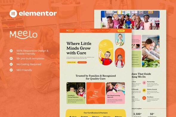 Meelo  – Kindergarten & Child Care Elementor Pro Template Kit