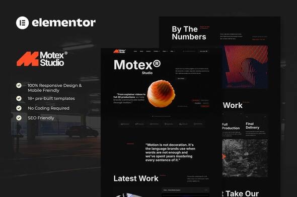 Motex  – Motion Graphics & 3D Animation Studio Elementor Pro Template Kit