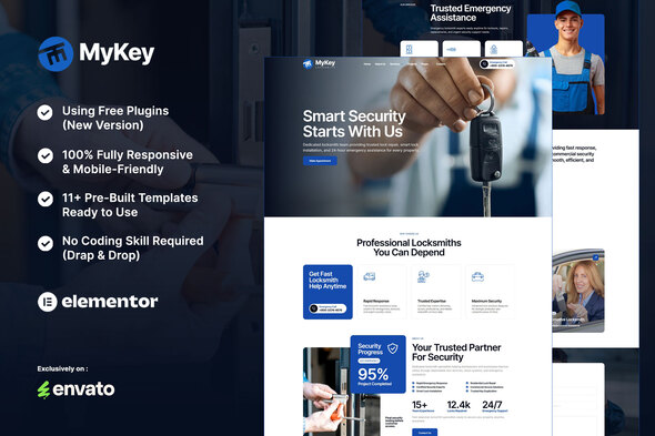 MyKey  – Locksmith & Key Maker Services Elementor Template Kit