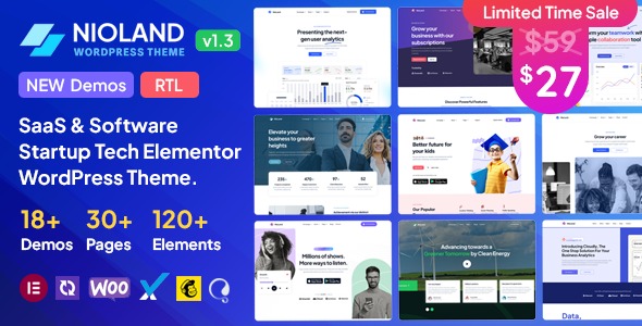 Nioland 1.3.9 – SaaS & Software Startup Tech WordPress Theme