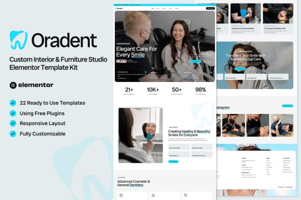 Oradent  – Cosmetic Dental Clinic Elementor Template Kit