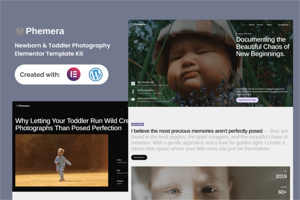 Phemera  – Newborn & Toddler Photography Service Elementor Template Kit