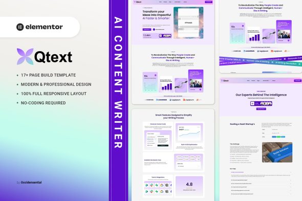 Qtext  – AI Content Writer Elementor Template Kit