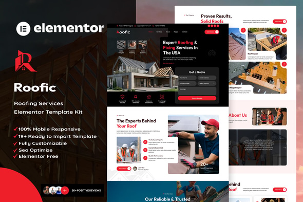 Roofic  – Roofing Services Elementor Template Kit