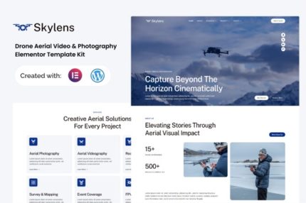 Skylens - Drone Aerial Video & Photography Elementor Template Kit