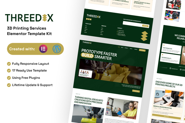 Threedix  – 3D Printing Services Elementor Template Kit
