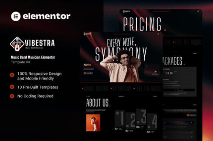 Vibestra - Music Band Musician Elementor Template Kit