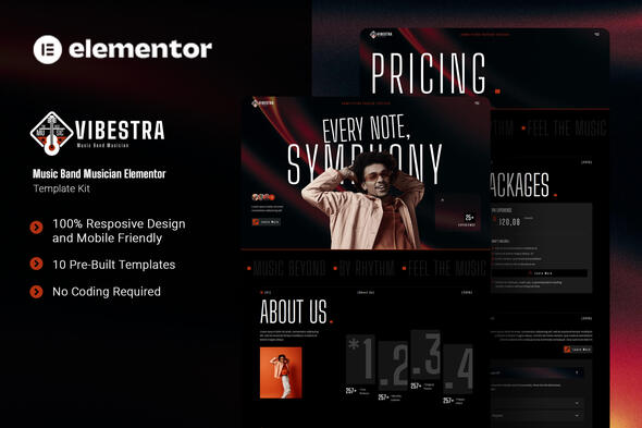 Vibestra  – Music Band Musician Elementor Template Kit