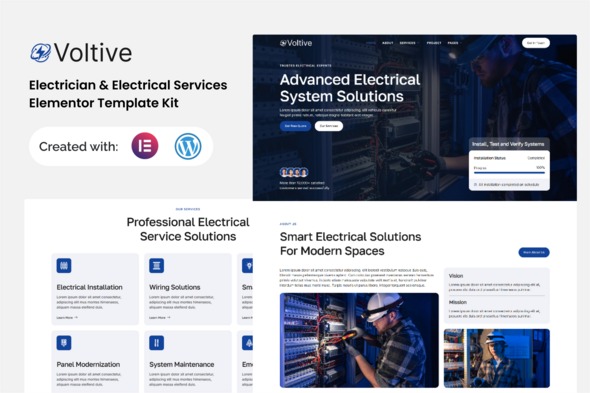 Voltive  – Electrician & Electrical Services Elementor Template Kit