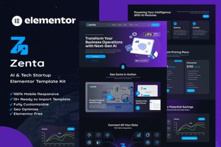 Zenta - AI & Tech Startup Elementor Template Kit