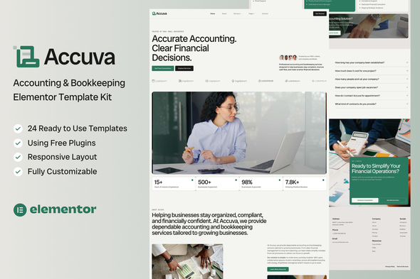 Accuva  – Accounting & Bookkeeping Service Elementor Template Kit