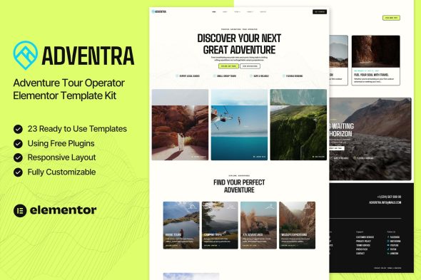 Adventra  – Adventure Tour Operator Elementor Template Kit