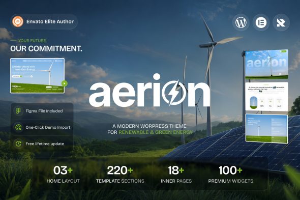 Aerion 1.0.0 – Renewable & Green Energy WordPress Theme