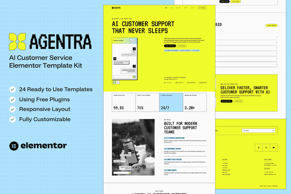 Agentra  – AI Customer Service Elementor Template Kit