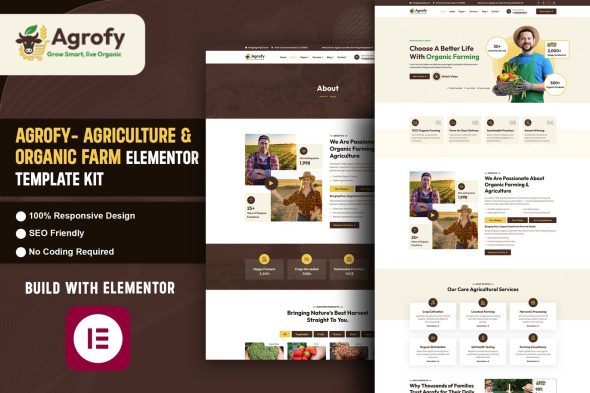 Agrofy  – Agriculture & Organic Farm Elementor Template Kit