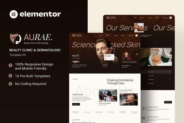 Aurae  – Beauty Cllinic & Dermatology Elementor Template Kit