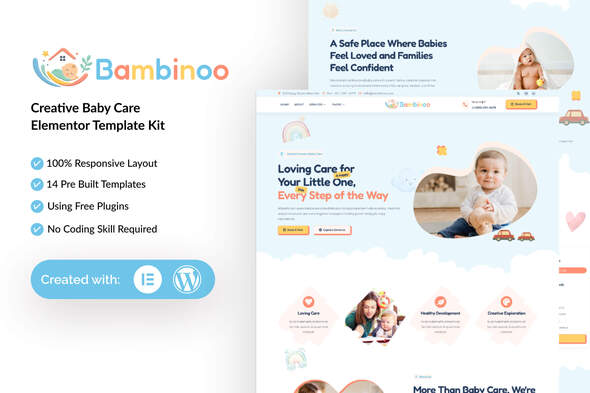 Bambinoo  – Creative Baby Care Elementor Template Kit