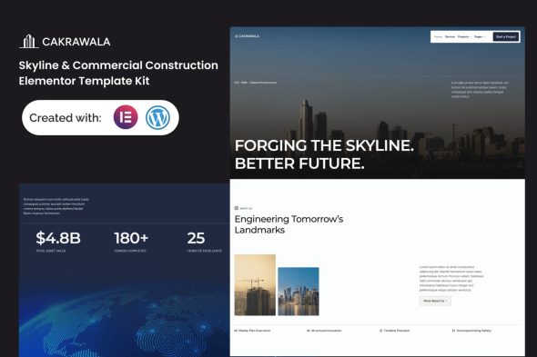 Cakrawala  – Skyline & Commercial Construction Elementor Template Kit