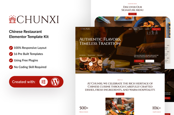 Chunxi  – Chinese Restaurant Elementor Template Kit