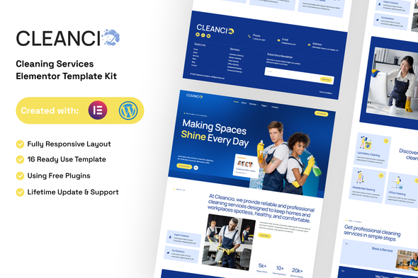 Cleancio  – Cleaning Services Elementor Template Kit