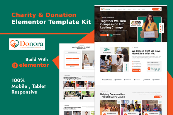 Donora  – Charity & Donation Elementor Template Kit