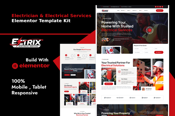 Eltrix  – Electrician & Electrical Services Elementor Template Kit
