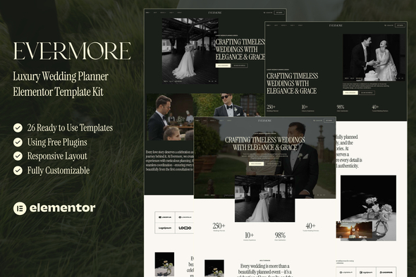 Evermore — Luxury Wedding Planner Elementor Template Kit