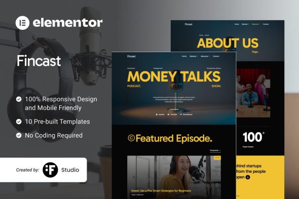 Fincast  – Financial Business Podcast Elementor Template Kit