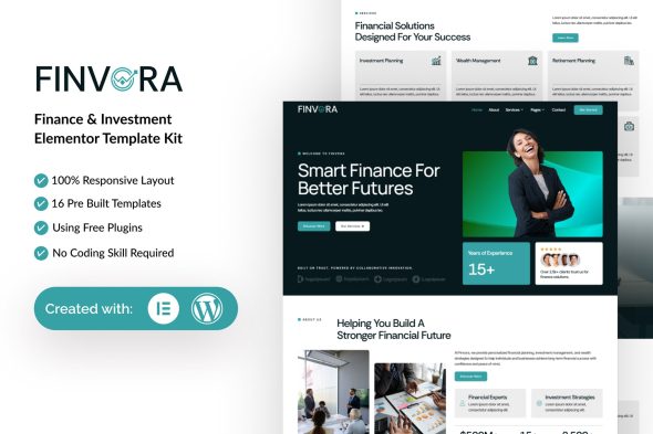 Finvora  – Finance & Investment Elementor Template Kit