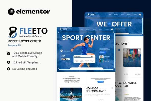 Fleeto  – Modern Sport Center Elementor Template Kit