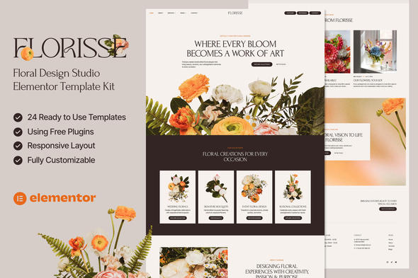 Florisse  – Floral Design Studio Elementor Template Kit