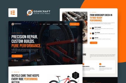 Gearcraft - Bicycle Repair & Customization Elementor Template Kit