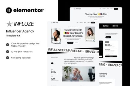 Influze - Influencer Agency Elementor Template Kit