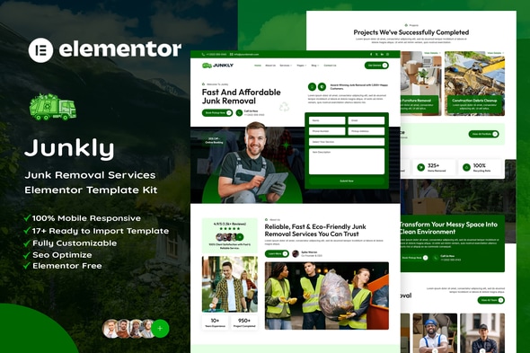 Junkly  – Junk Removal Services Elementor Template Kit