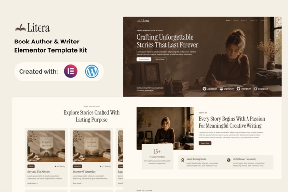Litera  – Book Author & Writer Elementor Template Kit