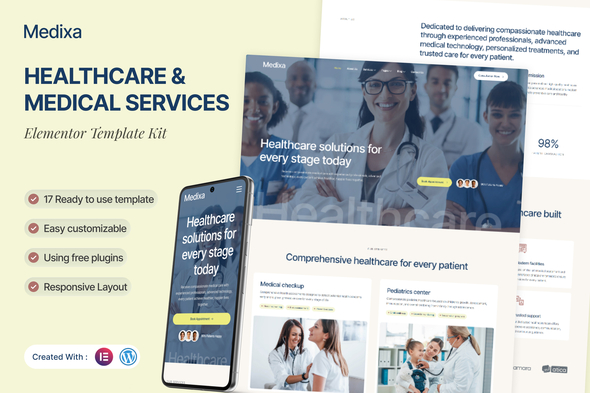 Medixa  – Healthcare & Medical Services Elementor Template Kit