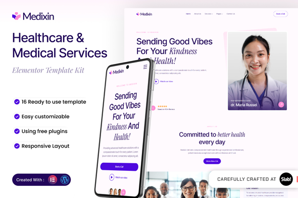 Medixin  – Healthcare & Medical Services Elementor Template Kit