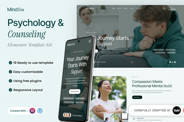 Mindyou  – Psychology & Counseling Elementor Template Kit