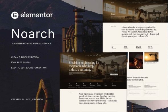 Noarch  – Engineering & Industrial Service Elementor Template Kit