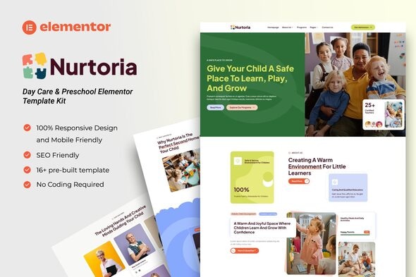 Nurtoria  – Day Care & Preschool Elementor Template Kit