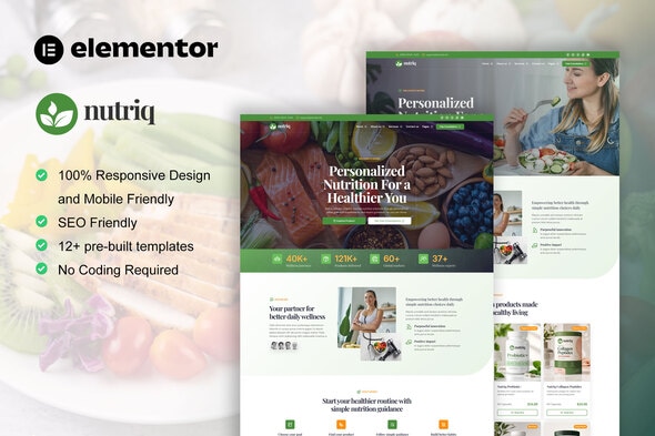 Nutriq  – Healthy Food & Nutrition Elementor Template Kit