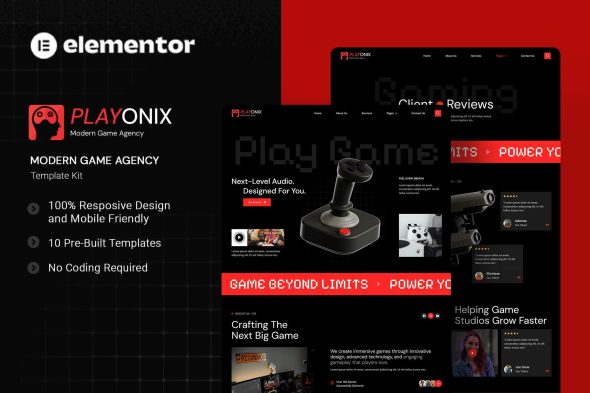 Playonix  – Modern Game Agency Elementor Template Kit