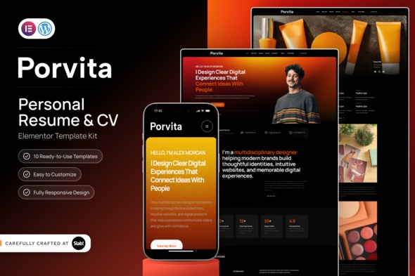 Portiva  – Personal Resume & CV Elementor Template Kit