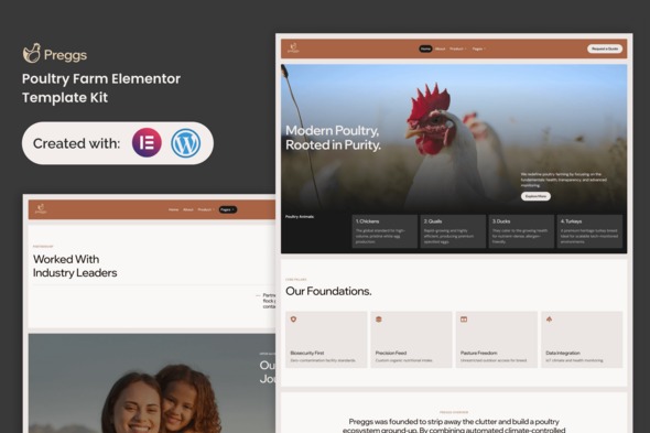 Preggs  – Modern Poultry Farm Elementor Template Kit