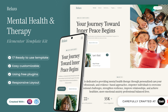 Relaxs  – Mental Health & Therapy Elementor Template Kit