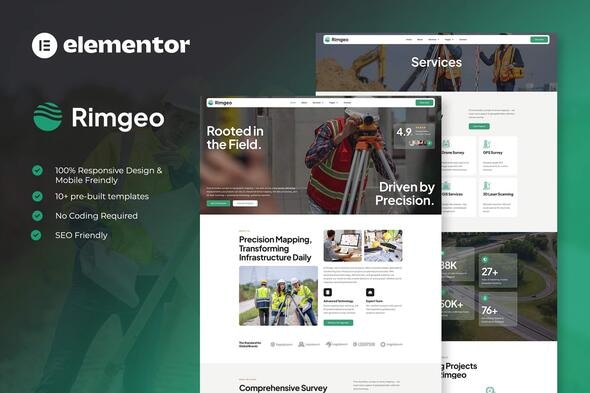 Rimgeo  – Land Surveying & Digital Mapping Elementor Pro Template Kit