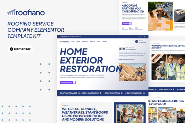Roofiano  – Roofing Service Company Elementor Template Kit