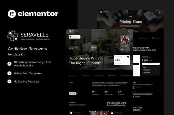 Seravelle  – Addiction Recovery Elementor Template Kit